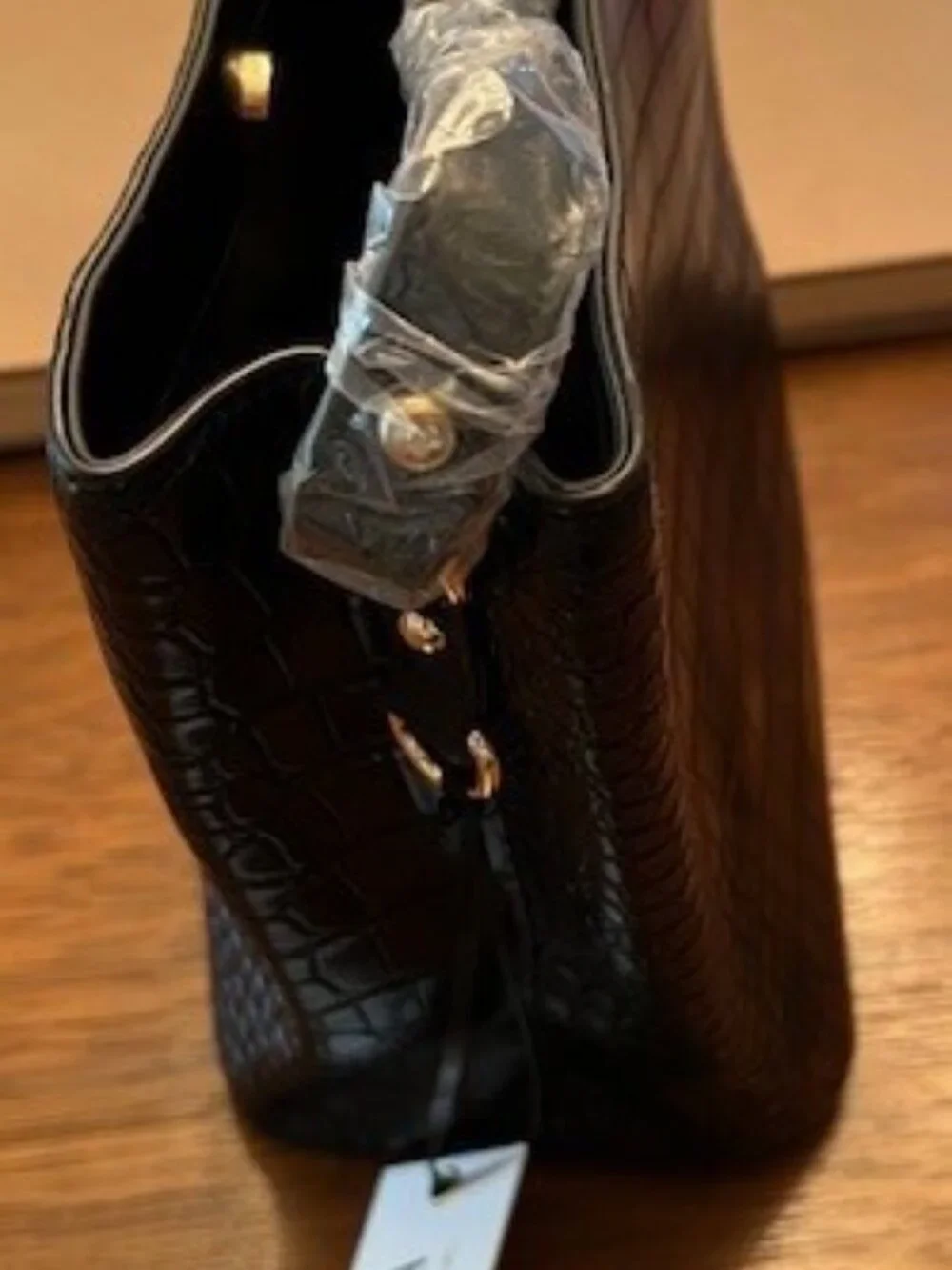 AOTA Crossbody Handbag Croc Bucket Purse Rachel Zoe Elena Black NWT Vegan Bucket